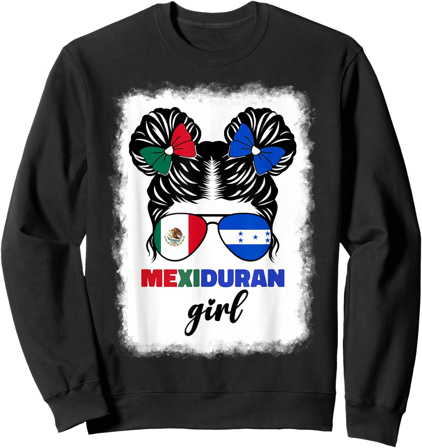Half Mexican And Honduran Mexico Honduras Flag Girl Kids Sweatshirt - Sweatshirt | Black