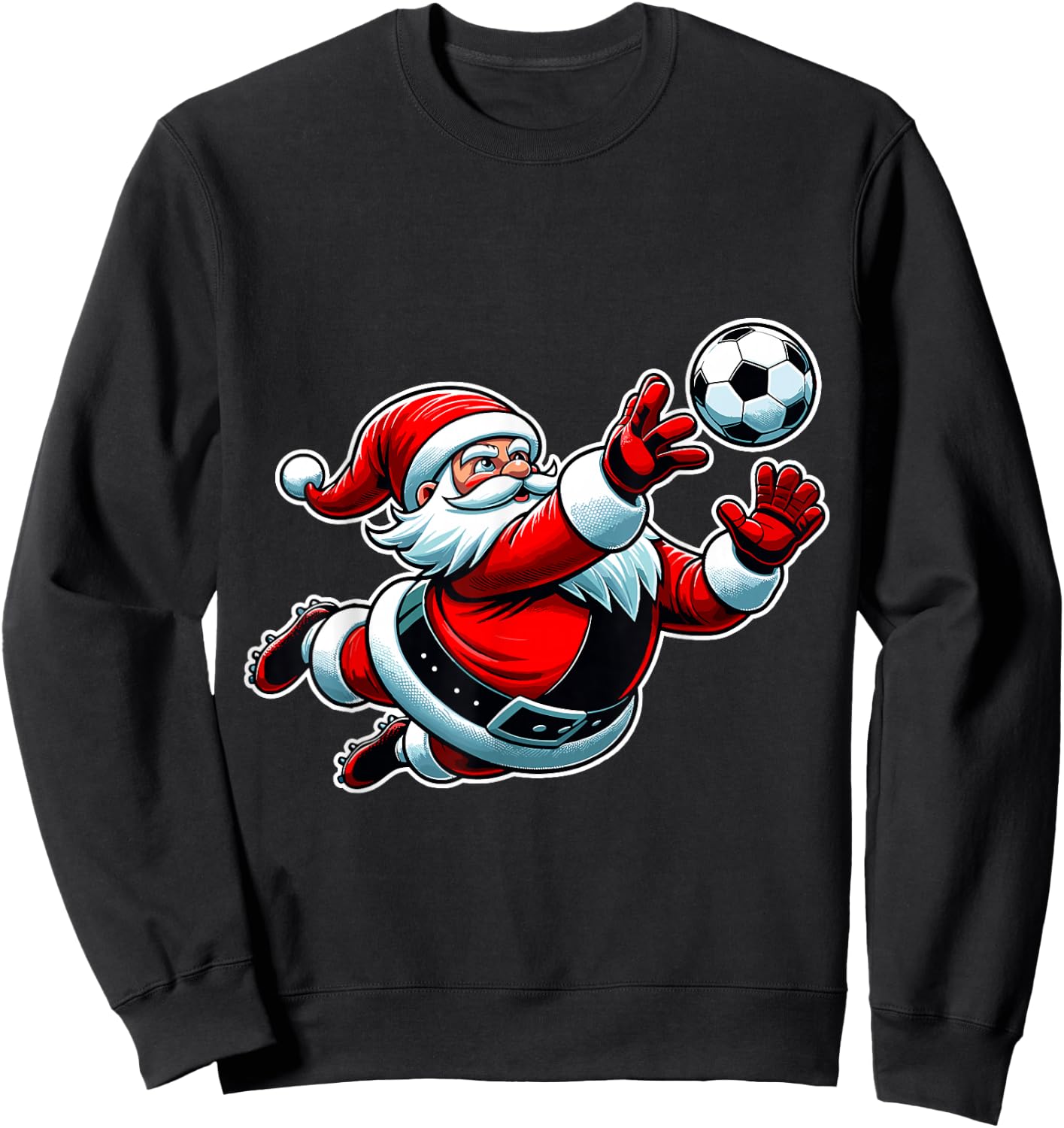 Soccer Santa Christmas Xmas Kids Boys Goalkeeper Ball goalie Sweatshirt - Sweatshirt | Black