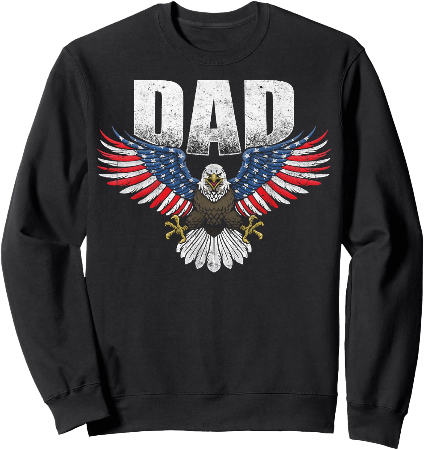 Bald Eagle Patriotic USA Flag DAD Vintage Novelty Sweatshirt - Sweatshirt | Black
