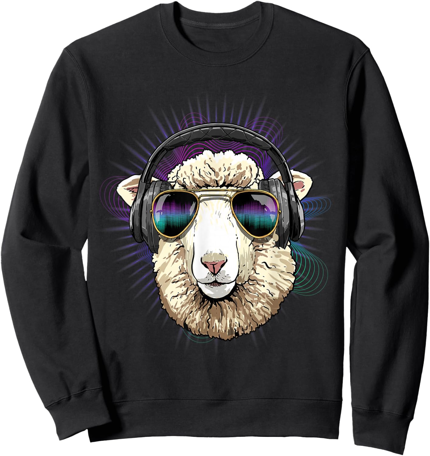 EDM House Music DJ Sheep Lamb Music Lover Music Artist Farm Sweatshirt - Sweatshirt | Black