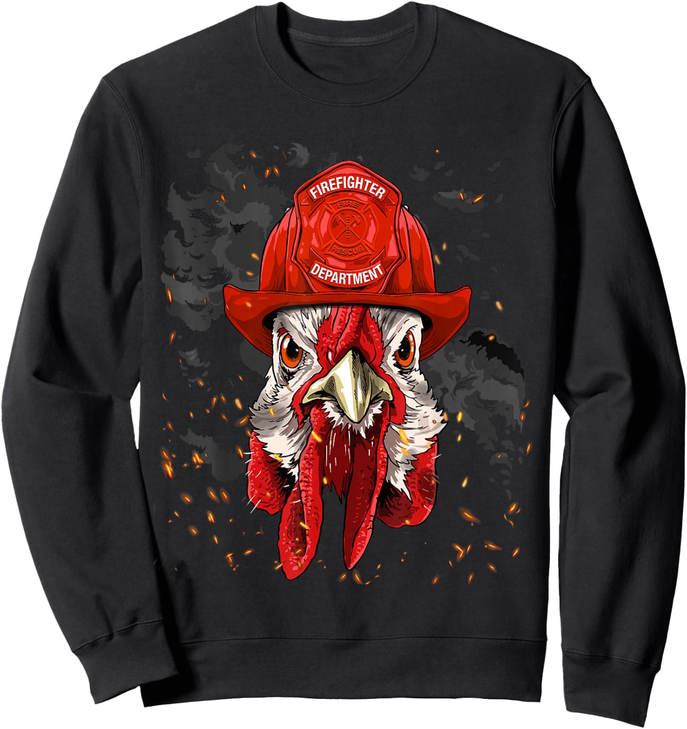 Firefighter Chicken Fire Department Fireman Chicken Lover Sweatshirt - Sweatshirt | Black