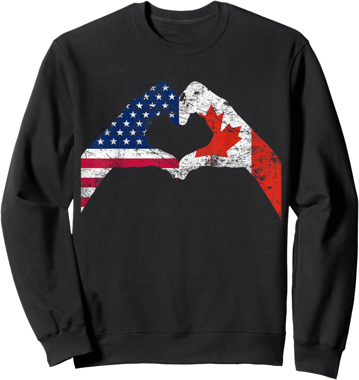 Love America Canada Flag US EH Vintage Sweatshirt - Sweatshirt | Black