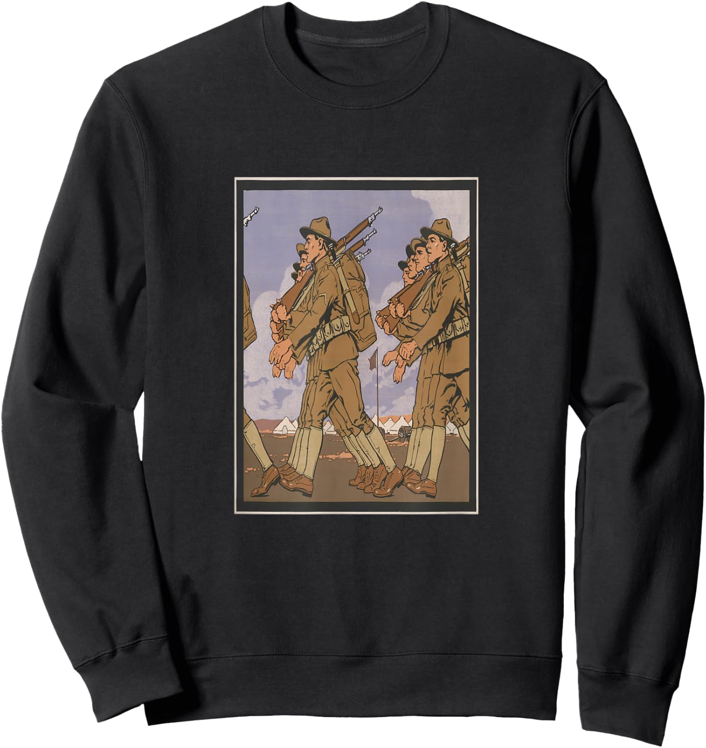 Vintage Doughboys of WWI Illustration (1916) Sweatshirt - Sweatshirt | Black