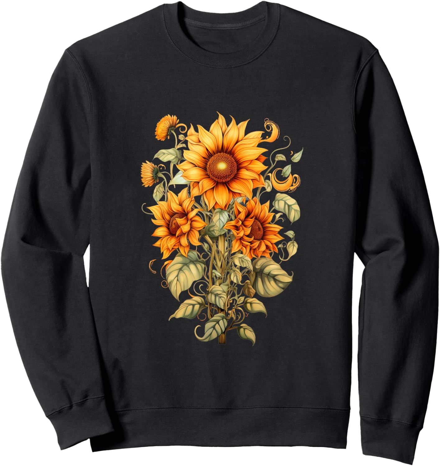 Sunflower butterfly floral vintage cool graphic Sweatshirt - Sweatshirt | Black
