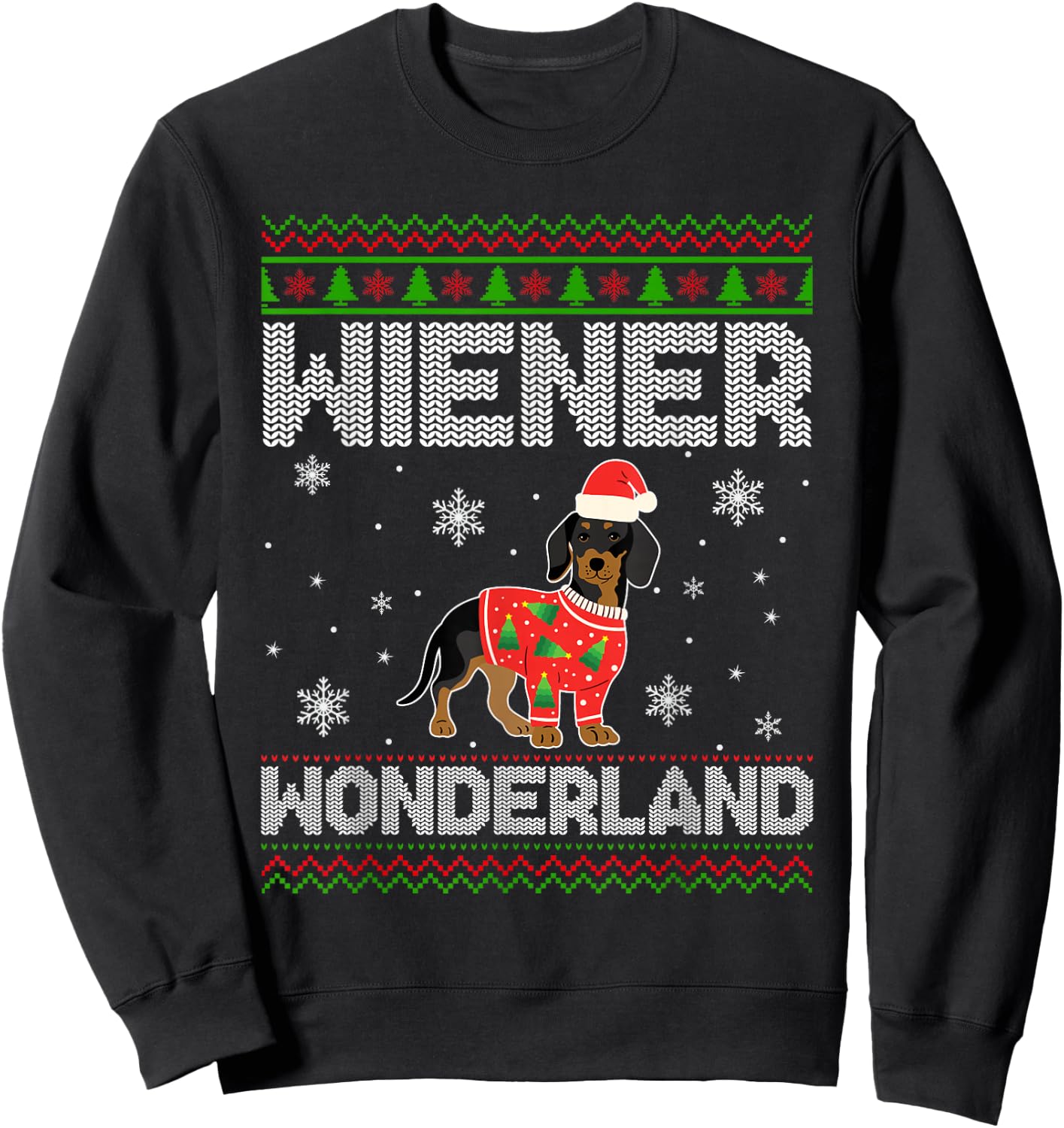 Weenie Wiener Dog Doxie Design Dackel Christmas Dachshund Sweatshirt - Sweatshirt | Black