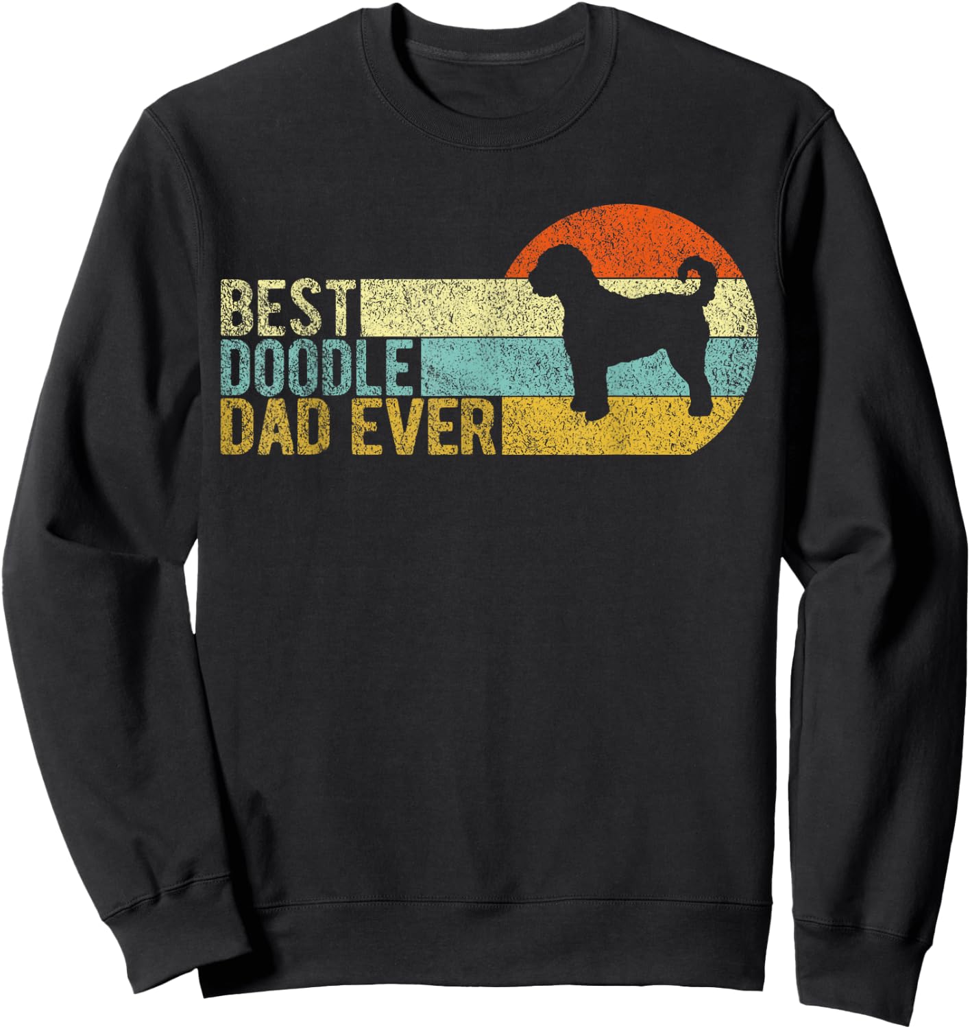 Best Doodle Dad Ever Retro Vintage Goldendoodle Sweatshirt - Sweatshirt | Black