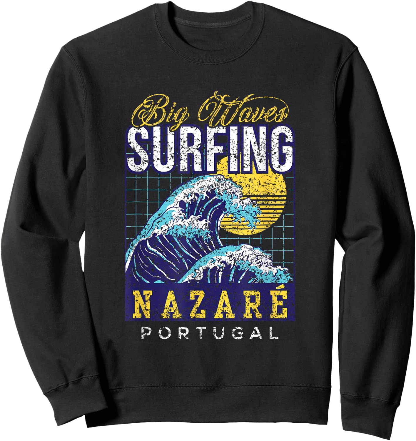 Big Wave Surfing Nazaré Portugal Surfer Surf Sweatshirt - Sweatshirt | Black