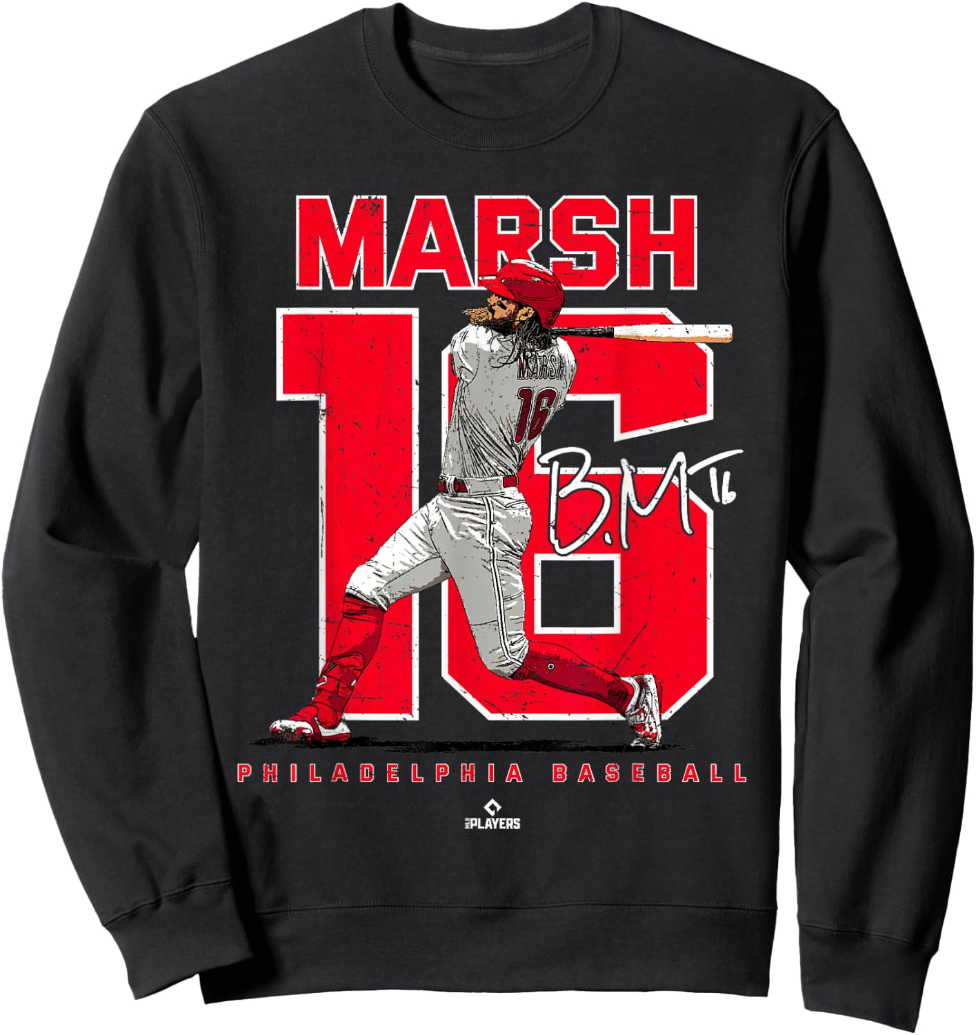 Number and Portrait Brandon Marsh Philadelphia MLBPA Sweatshirt - Sweatshirt | Black