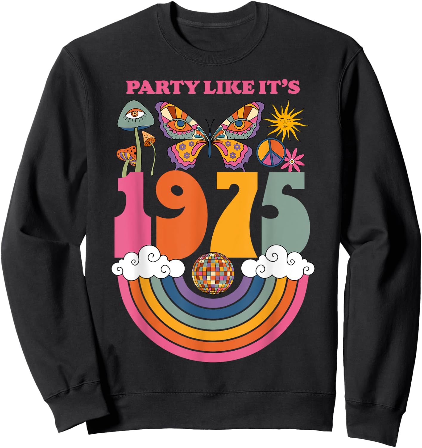 1975 Birthday Party Costume 70s Disco Outfits Men Sweatshirt - Sweatshirt | Black