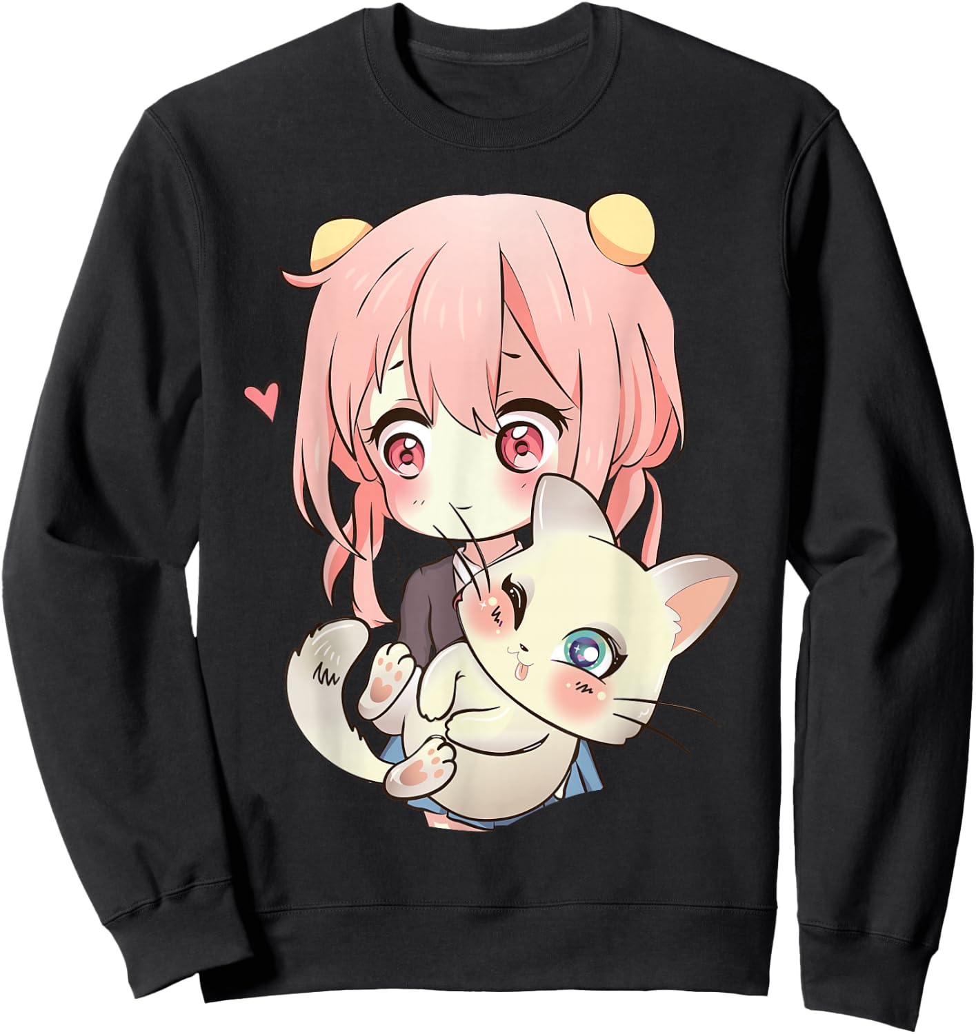 Anime and Cats Lover for Teen Manga Kawaii Graphic Otaku Sweatshirt - Sweatshirt | Black