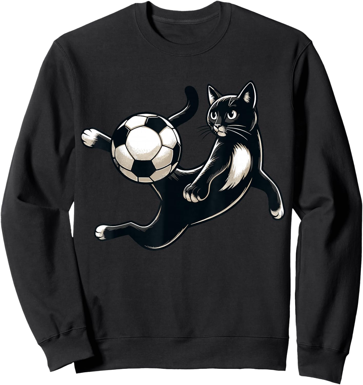 Black Cat Bicycle Kick - Soccer Fans Women Men Kids Sweatshirt - Sweatshirt | Black