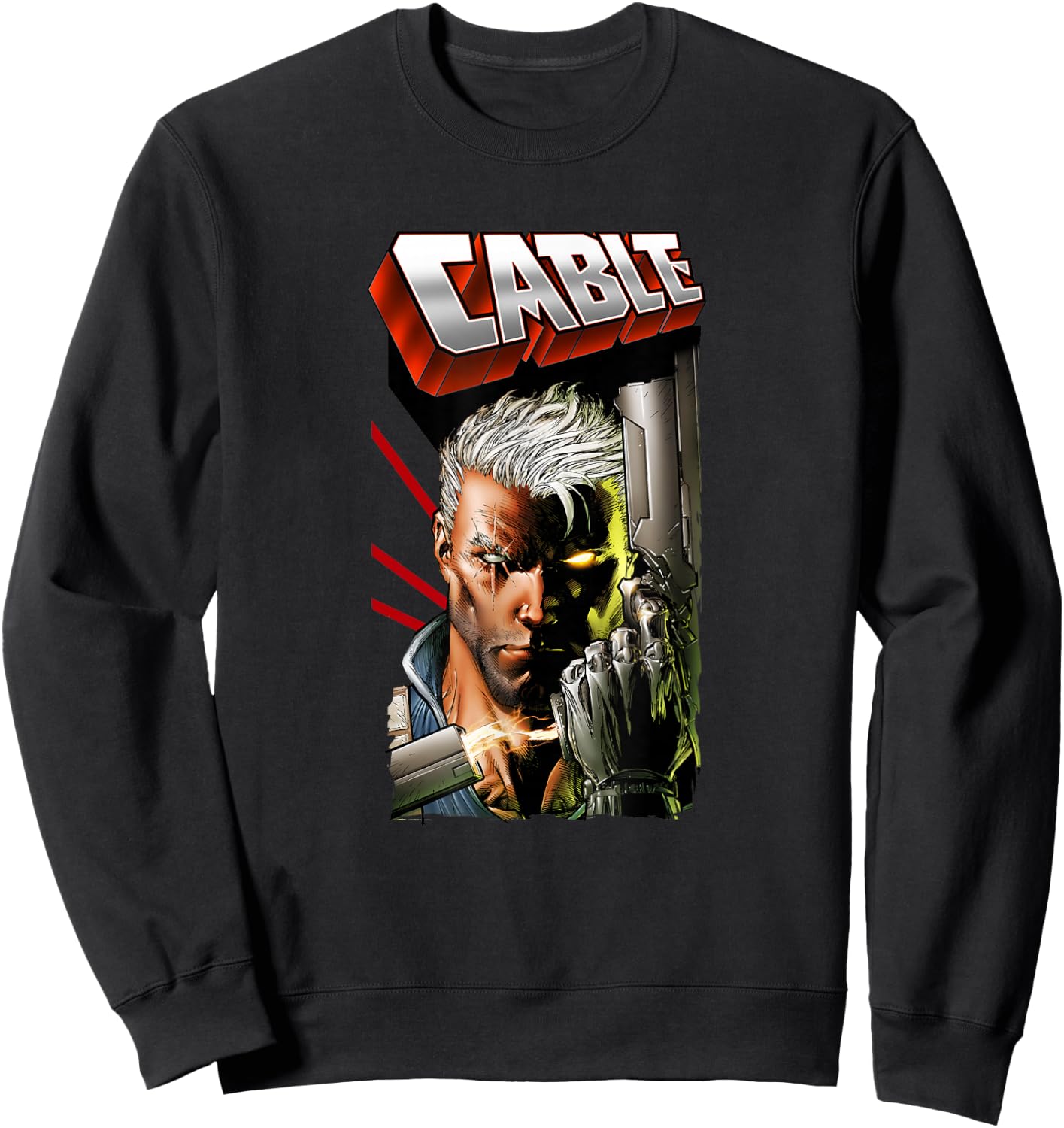 Marvel X-Men Cable Face Action Packed Vintage Poster Sweatshirt - Sweatshirt | Black