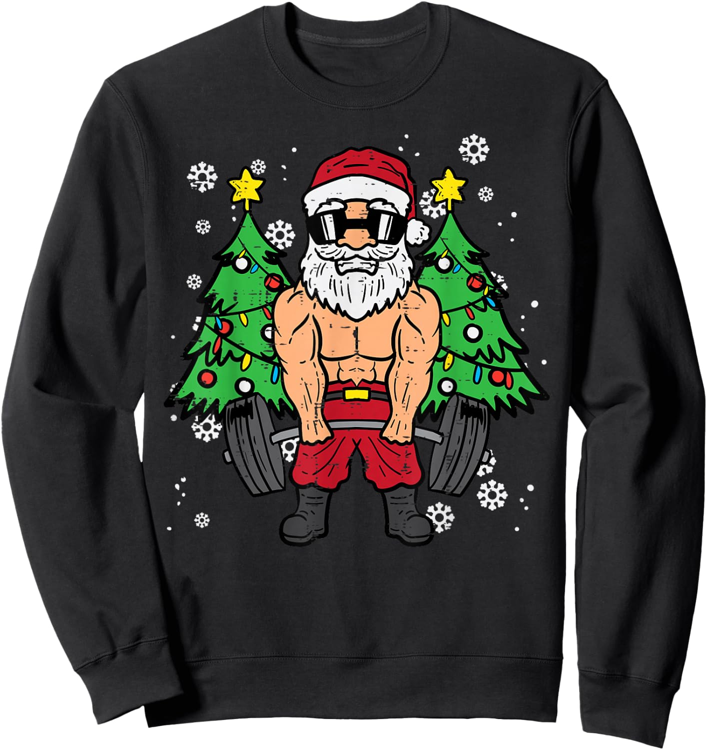 Christmas Santa Deadlift Xmas Weightlift Gym Men Women Sweatshirt - Sweatshirt | Black