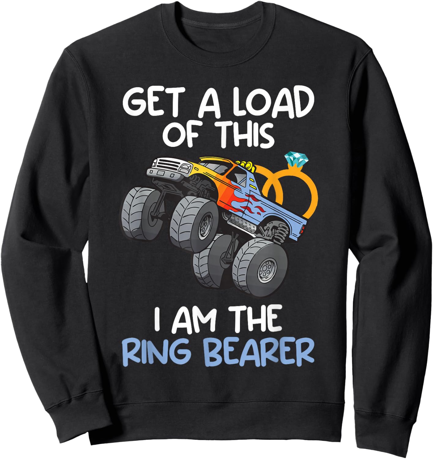 Wedding Shirt Iam The Ring Bearer Funny Monster Truck Boys Sweatshirt - Sweatshirt | Black