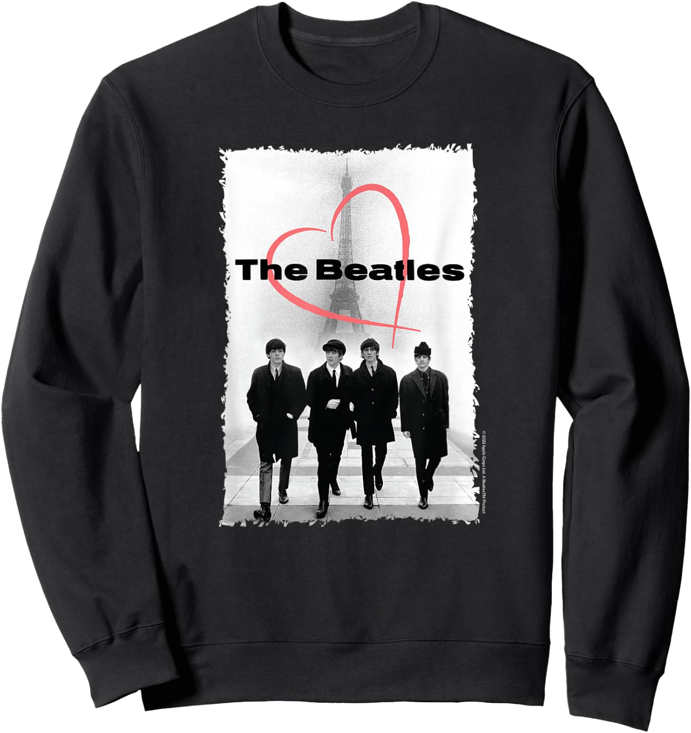 The Beatles Paris France Eiffel Tower Heart with Members Sweatshirt - Sweatshirt | Black