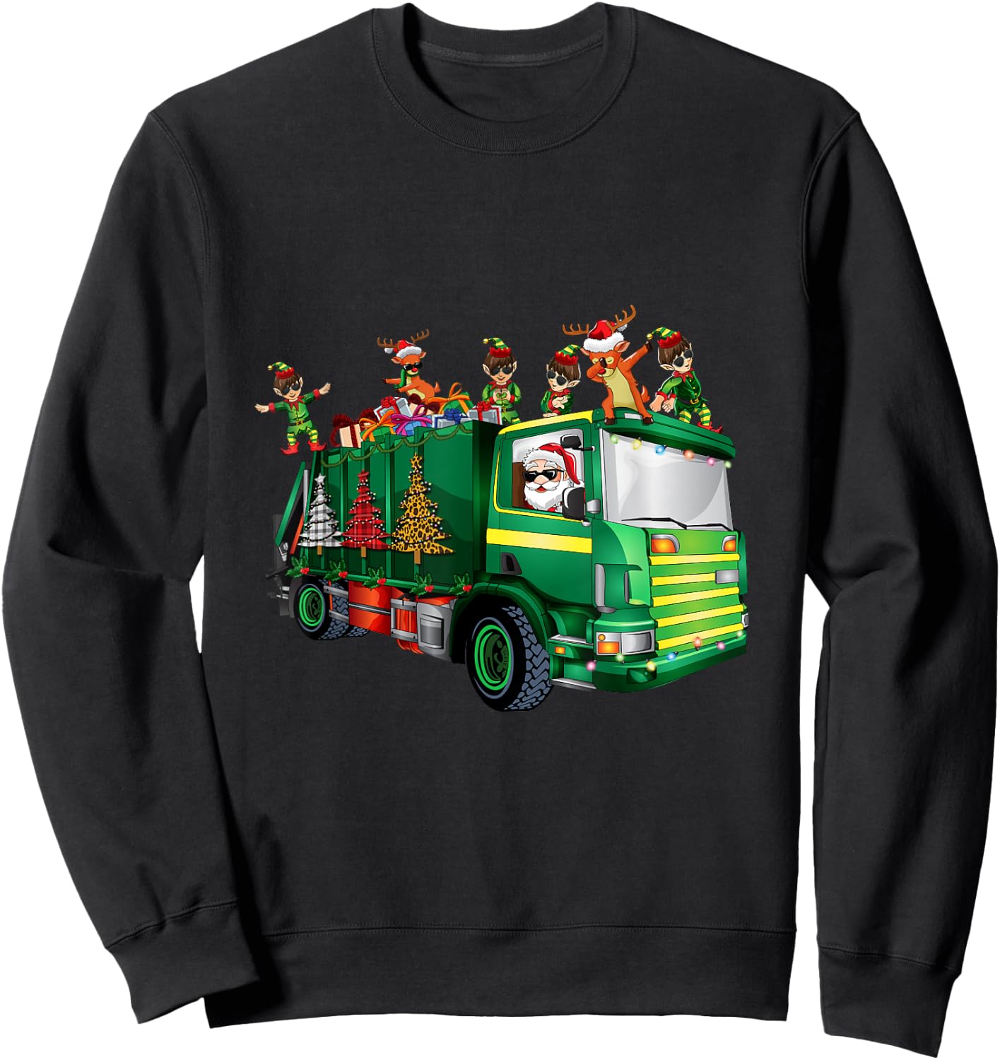 Santa Squad Christmas Rubbish Trash Truck Pajamas Toddlers Sweatshirt - Sweatshirt | Black