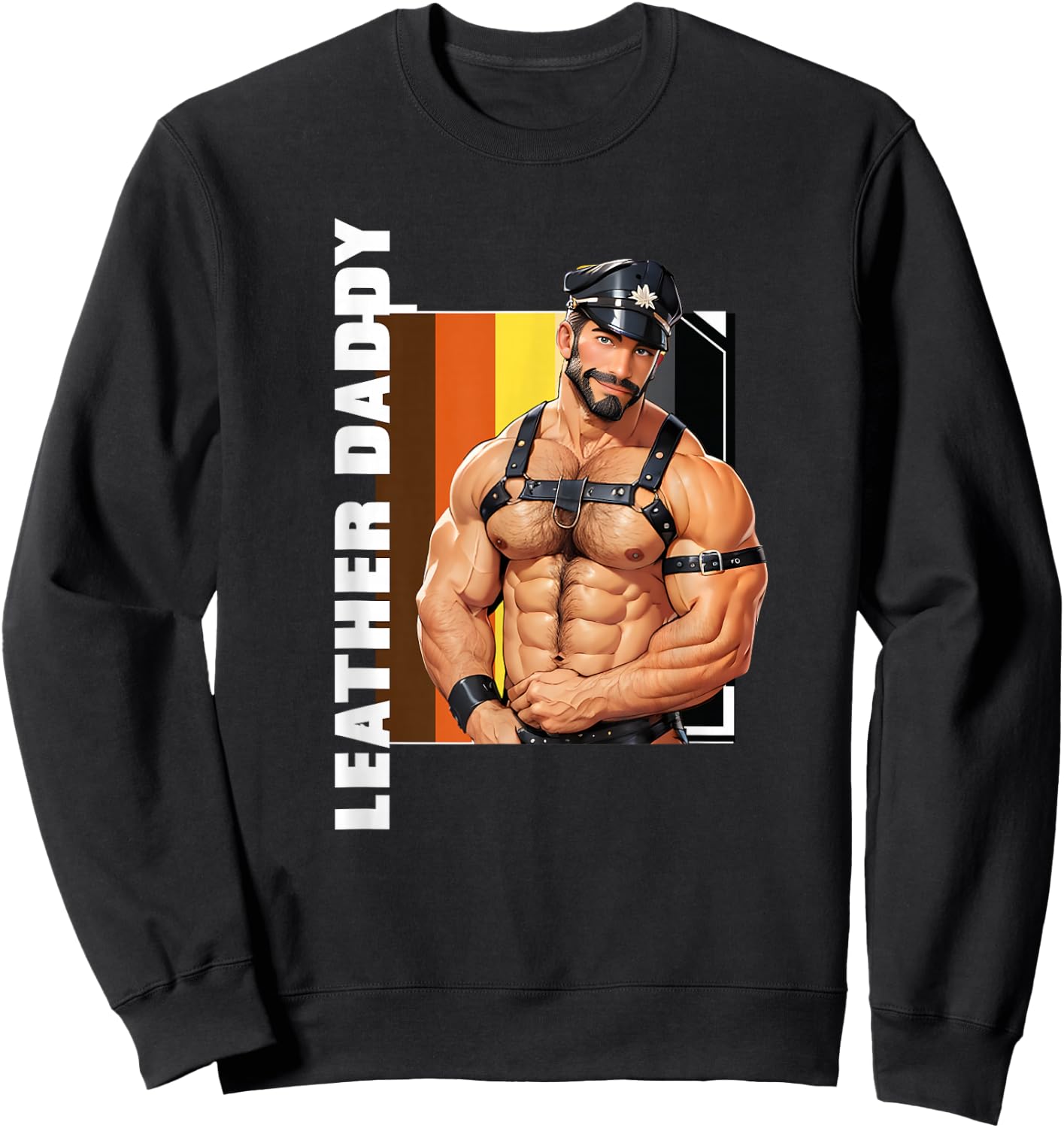 Retro Gay Daddy Leather Gay Biker - Bear Bearded Gay Pride Sweatshirt - Sweatshirt | Black