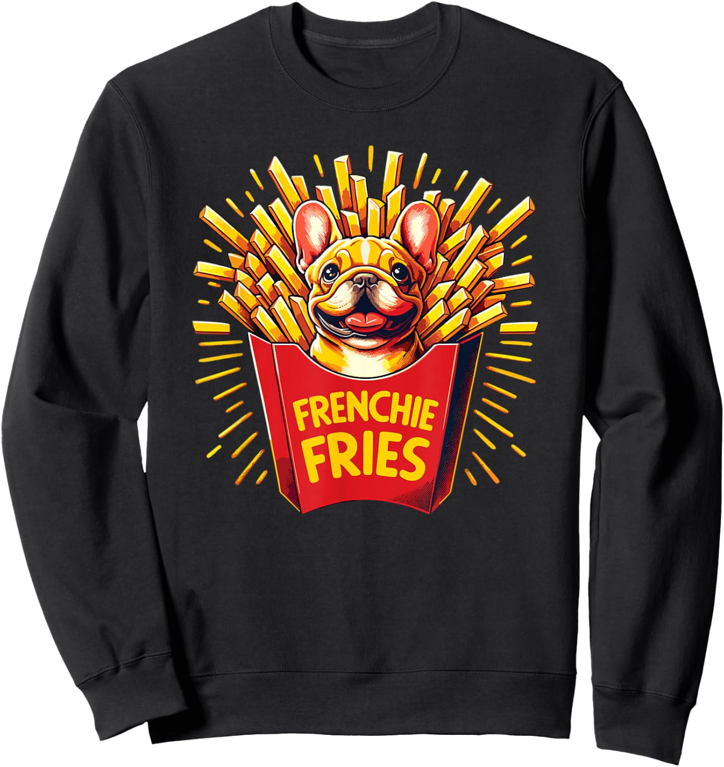 Frenchie Fries - Cute French Bulldog Funny Fries Women Girls Kids Sweatshirt - Sweatshirt | Black