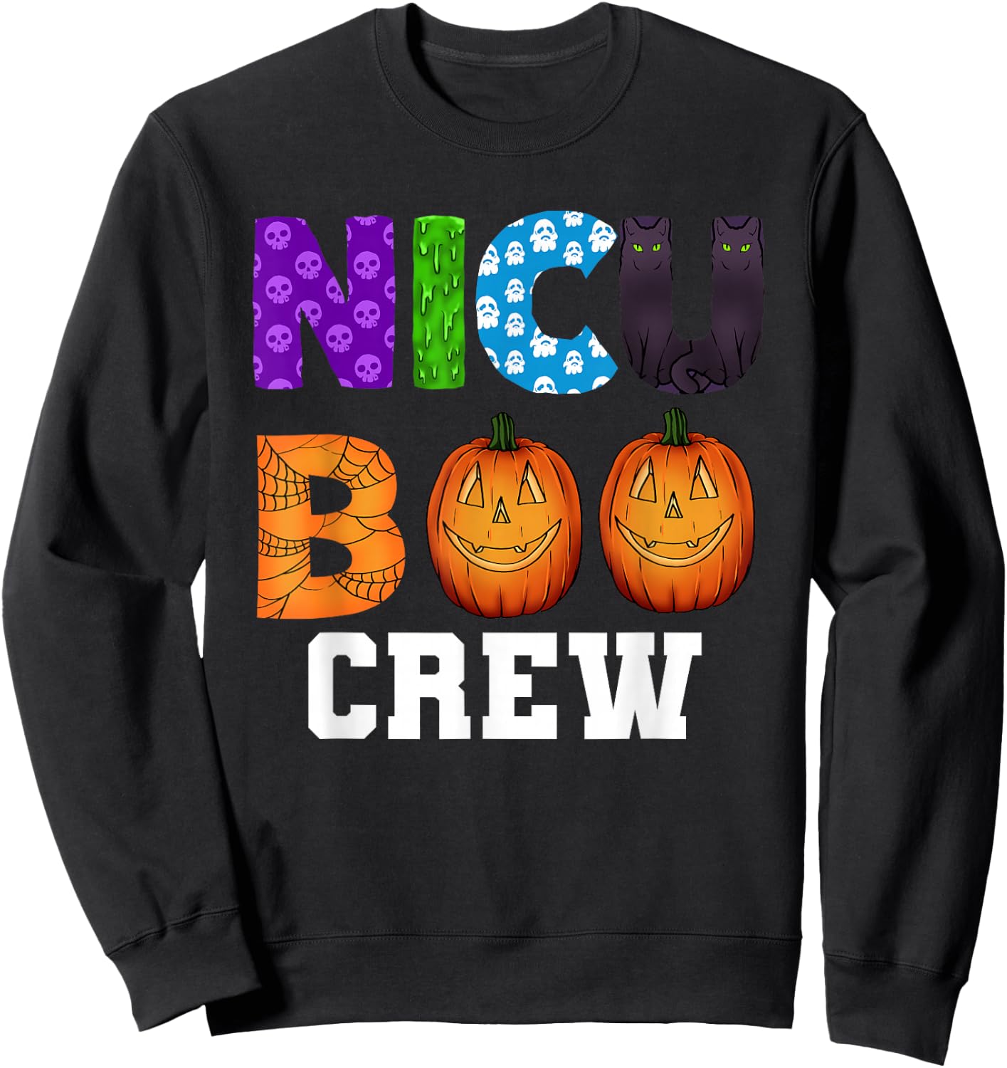 NICU Boo Crew Scary Halloween Neonatal Nurses Sweatshirt - Sweatshirt | Black