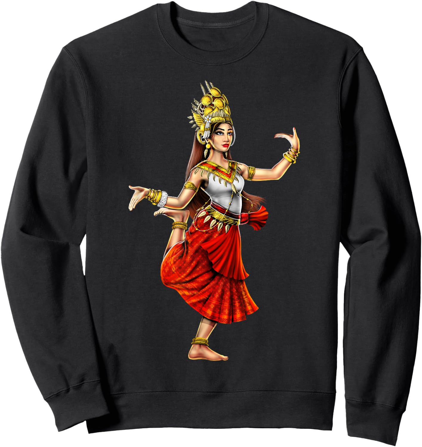 Cambodian Khmer Traditional Dance Girl Apsara Sweatshirt - Sweatshirt | Black