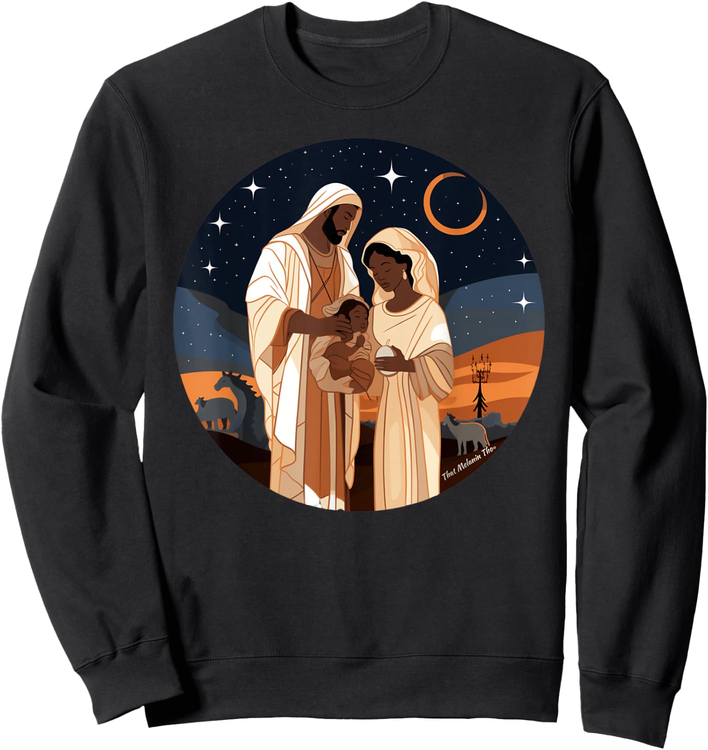 Jesus Is The Reason For The Season Afro Black Nativity Scene Sweatshirt - Sweatshirt | Black