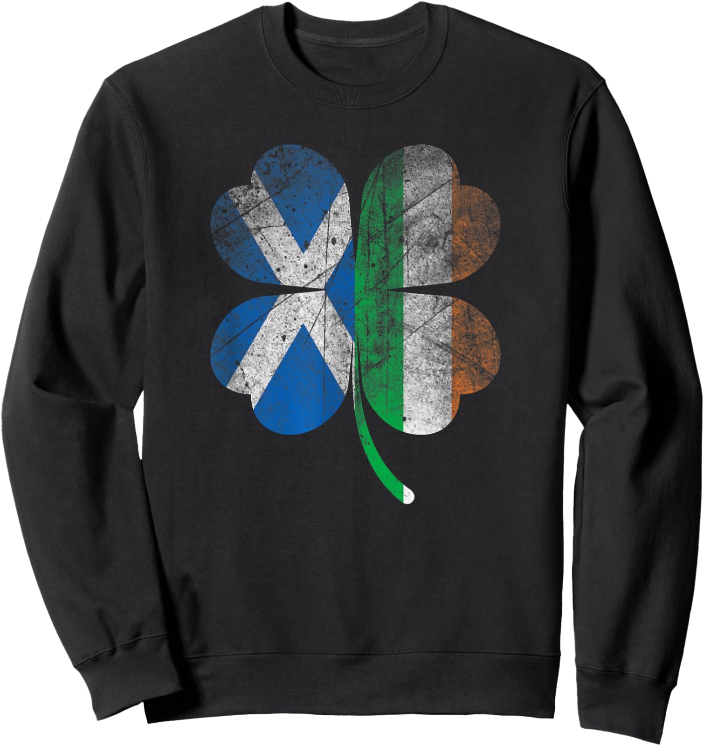 Irish Scottish flag Shamrock Ireland Saint Patricks Day Sweatshirt - Sweatshirt | Black