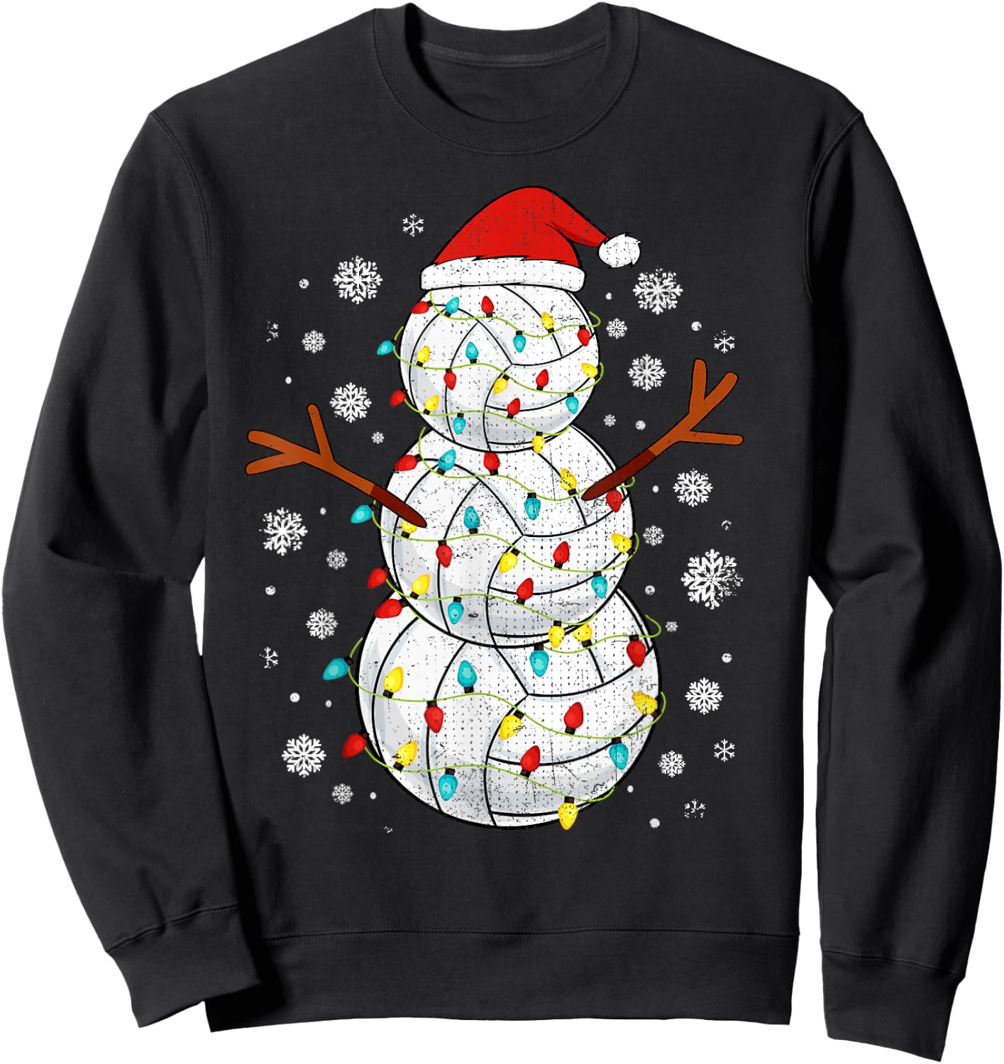 Volleyball Snowman Sports Christmas Sweatshirt - Sweatshirt | Black