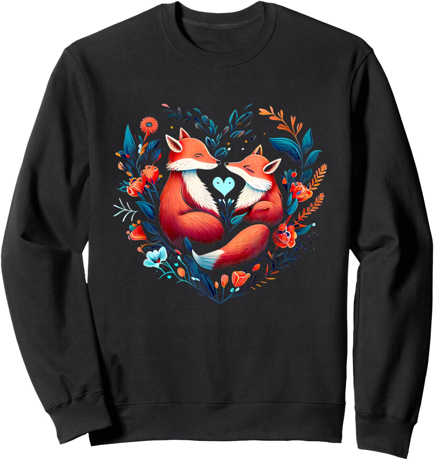 Heart-shaped Fox couple - Valentine's day Sweatshirt - Sweatshirt | Black