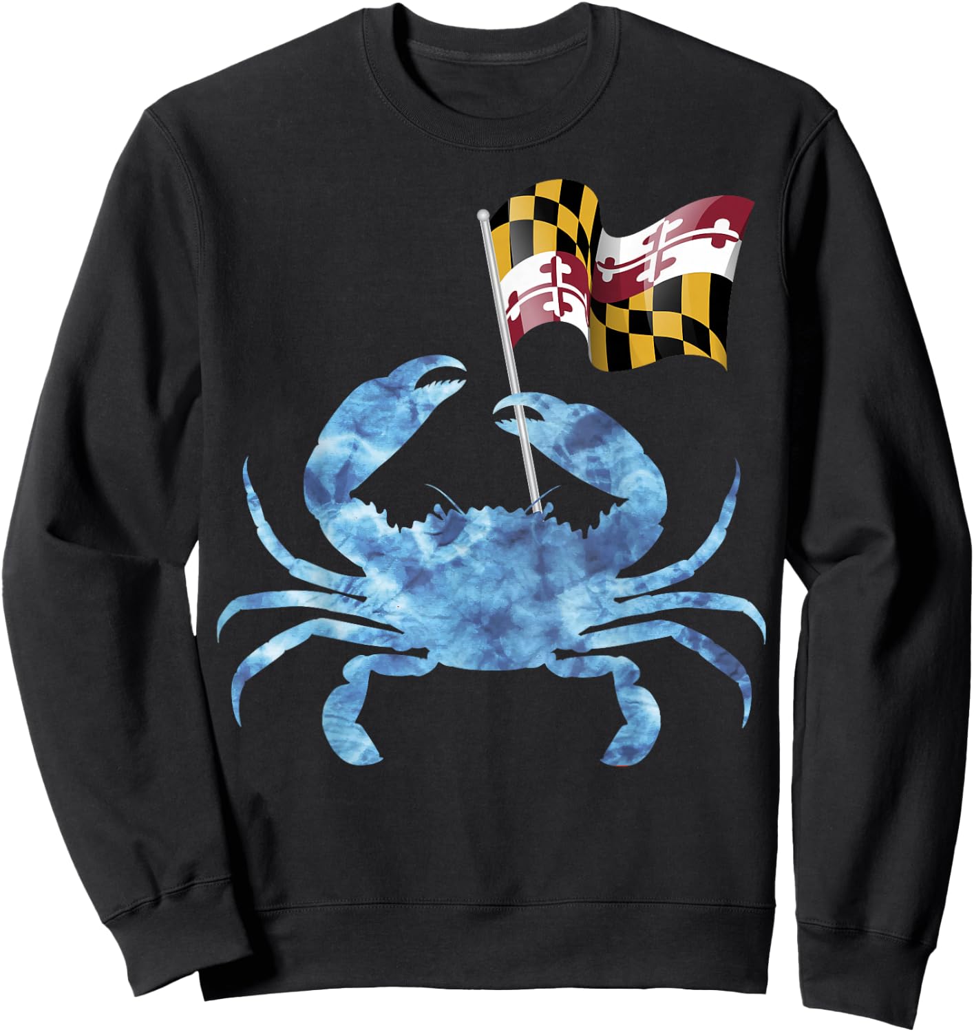 Maryland Blue Crab Flag of Maryland Family Vacation Camping Sweatshirt - Sweatshirt | Black