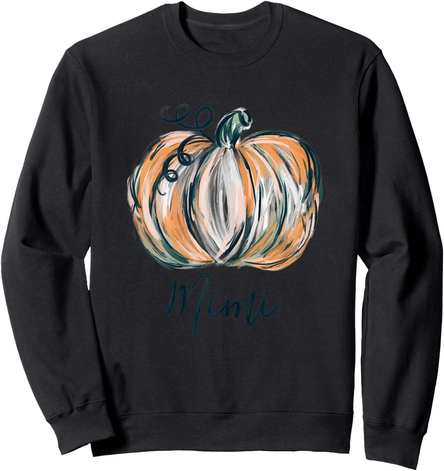 Mimi Watercolor Pumpkin Fall Thanksgiving Halloween 2022 Sweatshirt - Sweatshirt | Black
