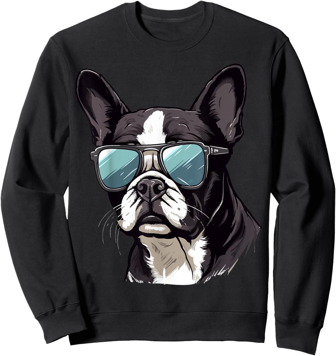 Boston Terrier Bostie Dog Breed Pet with Sunglasses Women Kids Sweatshirt - Sweatshirt | Black