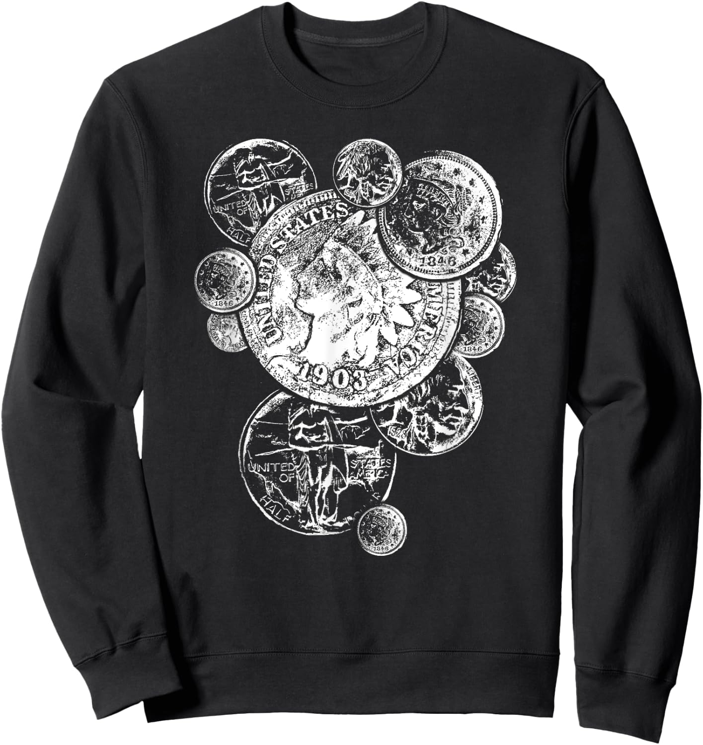 Coin collector gifts 4 u Men's Vintage Coin Collecting , Black, Small Sweatshirt - Sweatshirt | Black