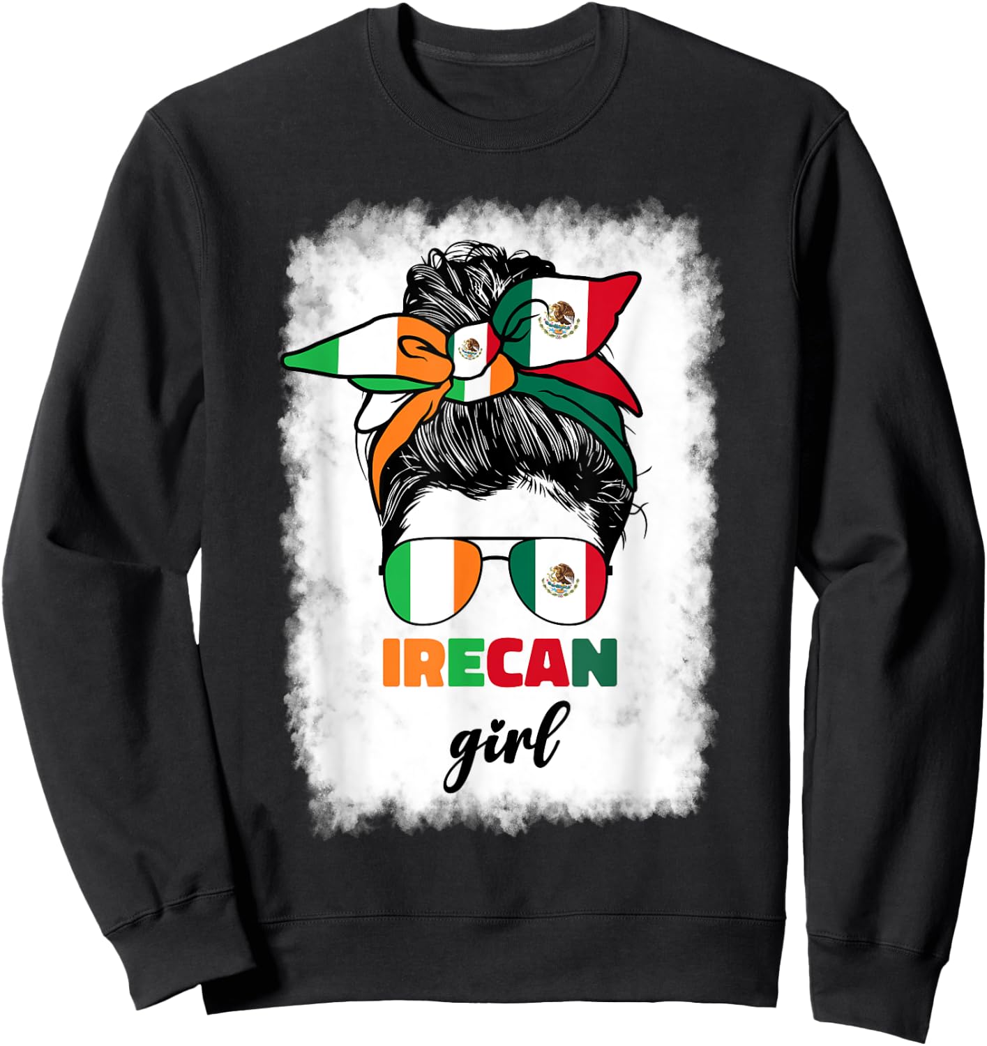 Half Mexican And Irish Mexico Ireland Flag Girl Sweatshirt - Sweatshirt | Black