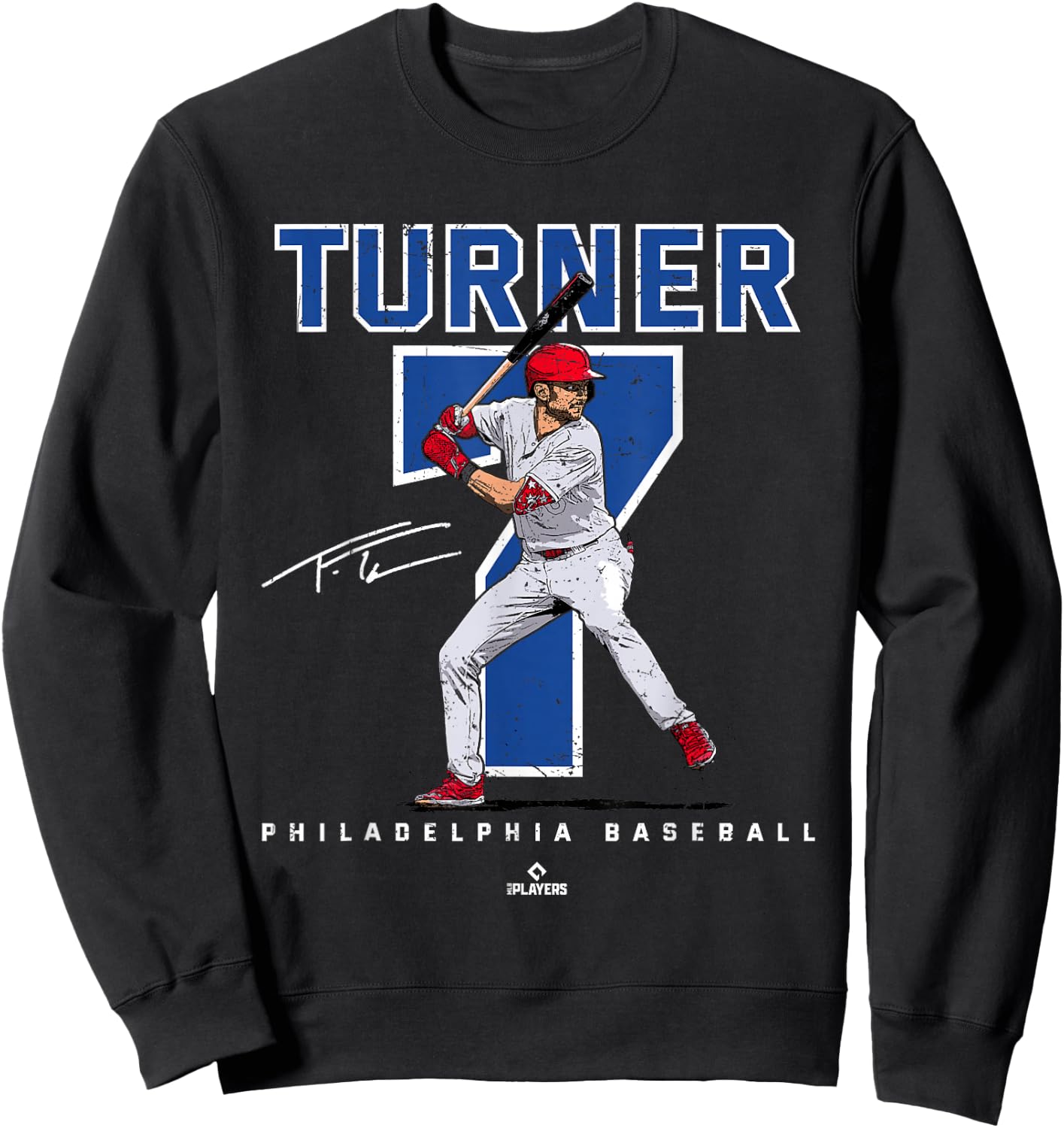 Number and Portrait Trea Turner Philadelphia MLBPA Sweatshirt - Sweatshirt | Black