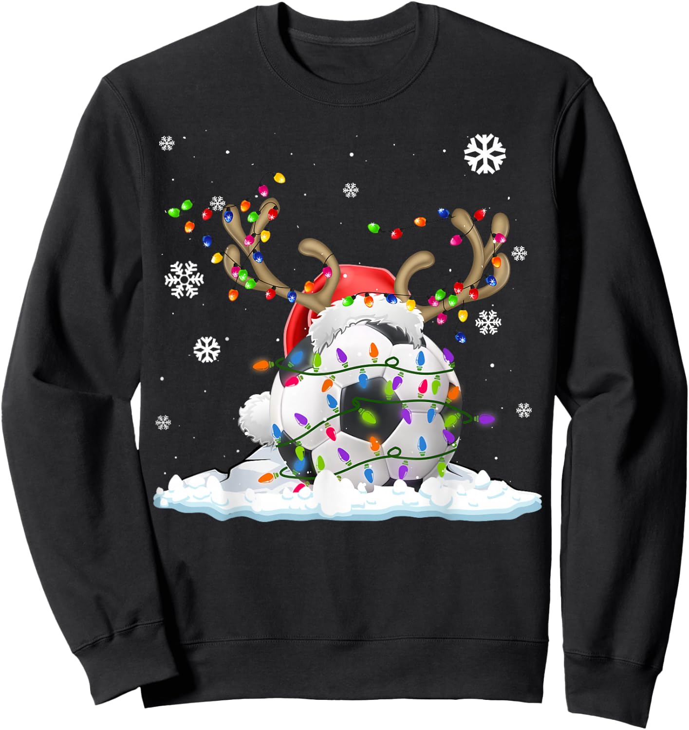 Funny Soccer Lovers Soccer Santa Hat Ugly Christmas Sweater Sweatshirt - Sweatshirt | Black