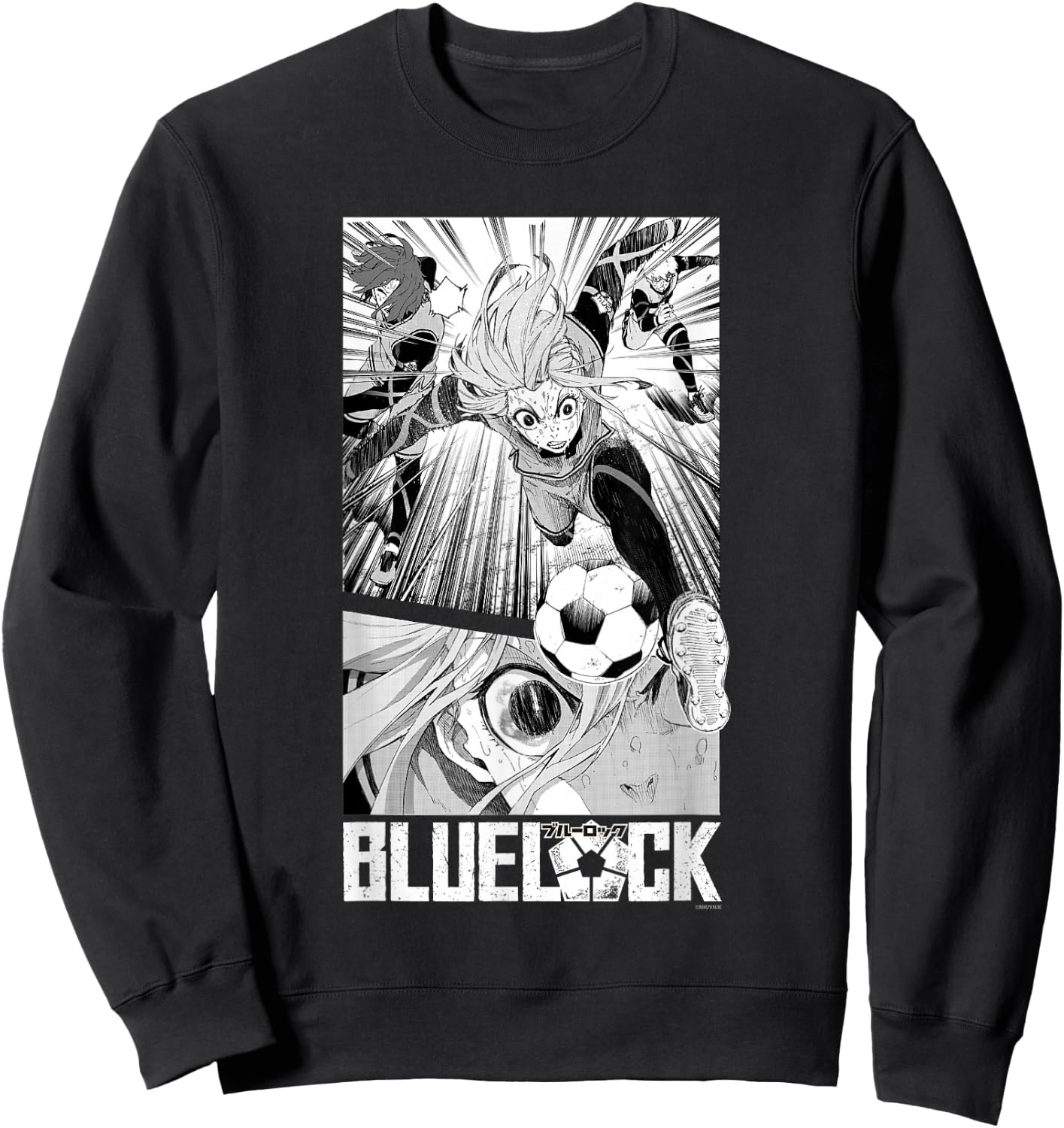 Blue Lock Hyoma Chigiri Running Through Big Chest Portrait Sweatshirt - Sweatshirt | Black