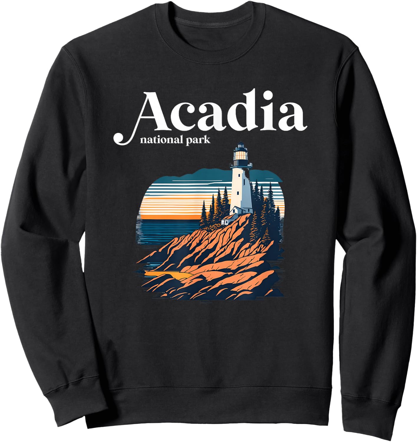 Acadia National Park Maine Retro Style Sweatshirt - Sweatshirt | Black