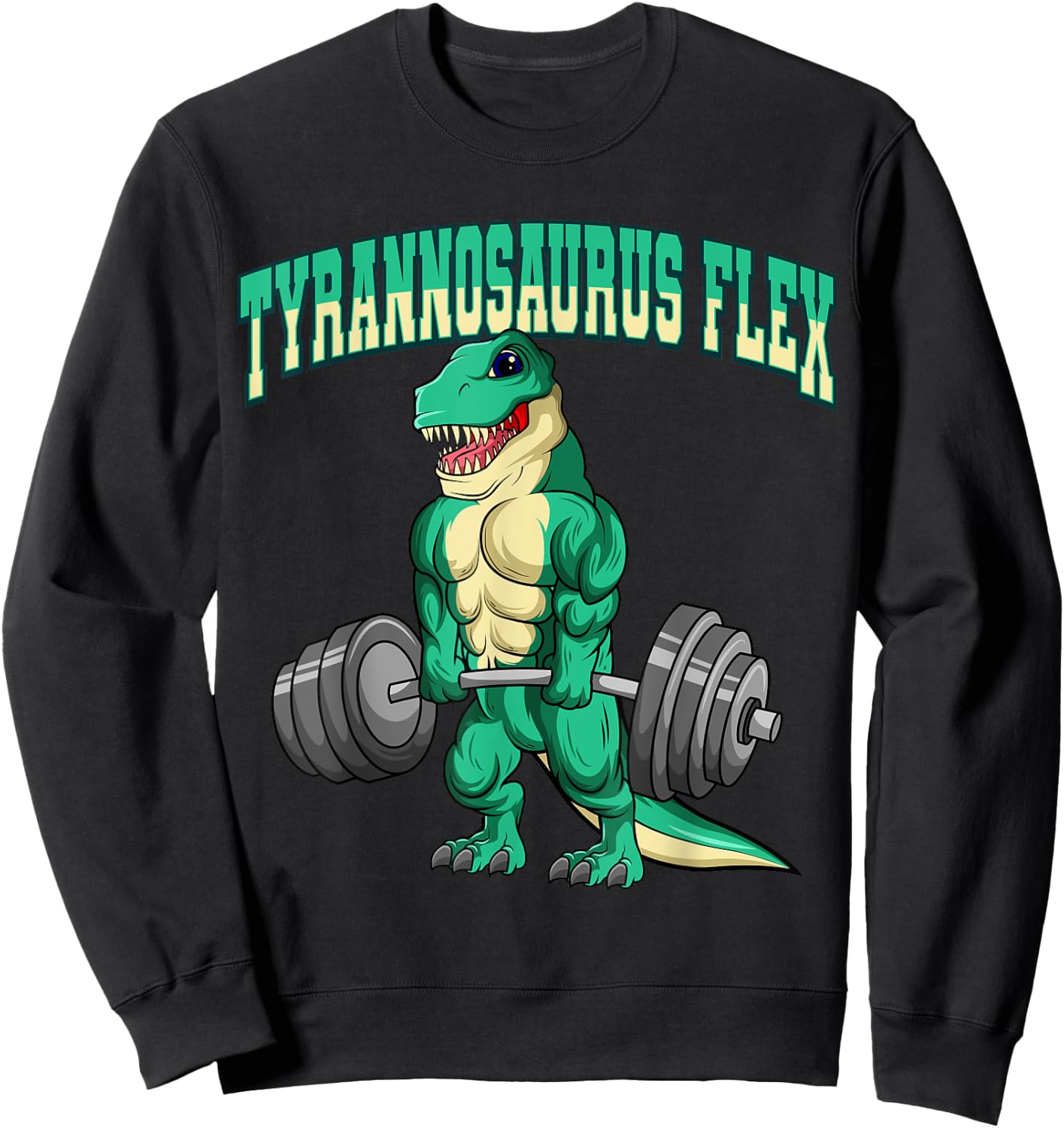 Bodybuilding Fitness Tyrannosaurus Flex Dinosaur Dino T-Rex Sweatshirt - Sweatshirt | Black