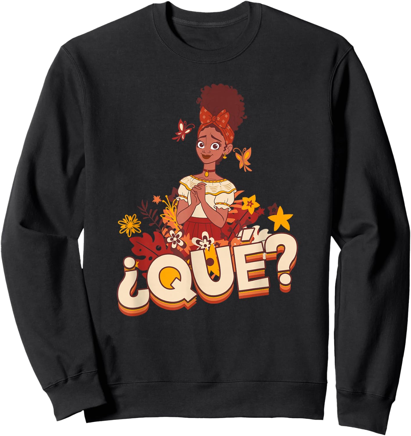 Disney Encanto Dolores Que Floral Butterflies Sweatshirt - Sweatshirt | Black