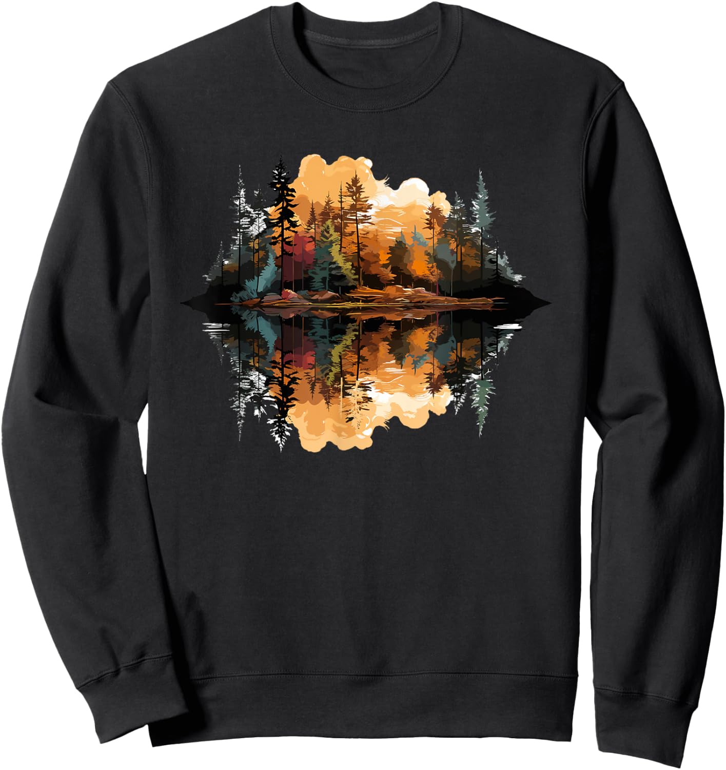 Nature Reflection Forest Trees Outdoor Wildlife Sweatshirt - Sweatshirt | Black