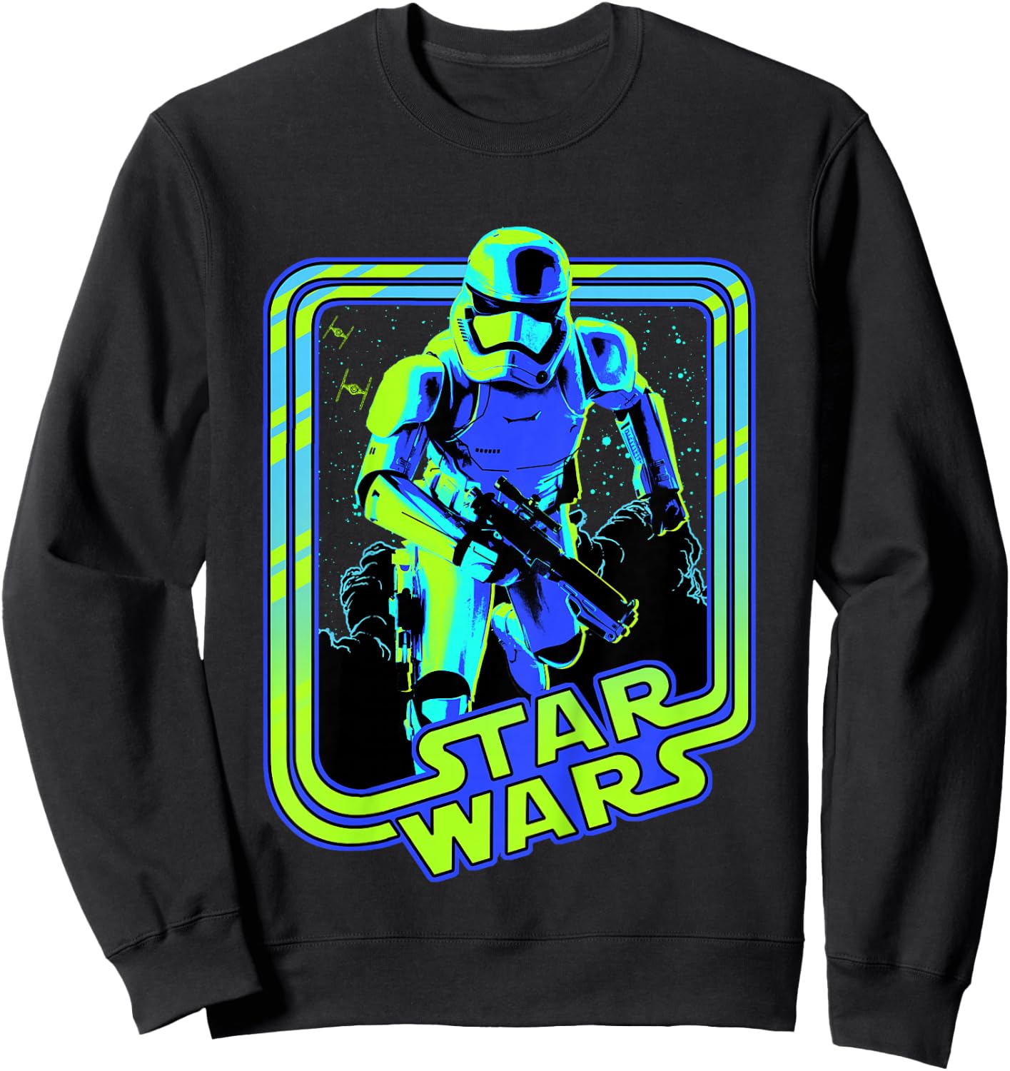 Kids Star Wars Classic Stormtrooper Retro Neon Glow Poster Sweatshirt - Sweatshirt | Black