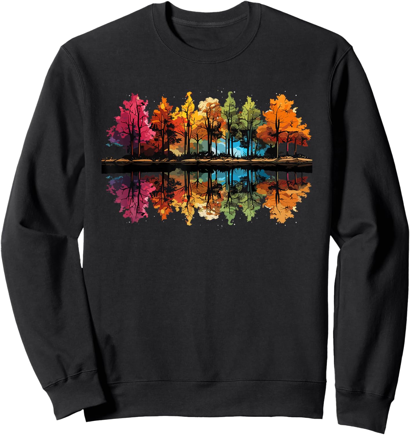 Nature Reflection Forest Trees Outdoor Wildlife Sweatshirt - Sweatshirt | Black