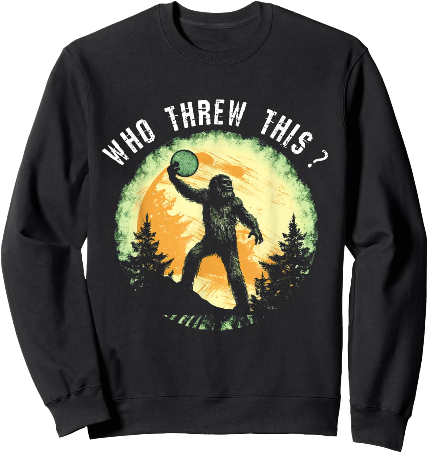 Dirhame Disc Golf Funny Bigfoot , -Adults, Black, Small, Short Sleeve, Classic Fit, Cotton 60% Polyester 40% Sweatshirt - Sweatshirt | Black