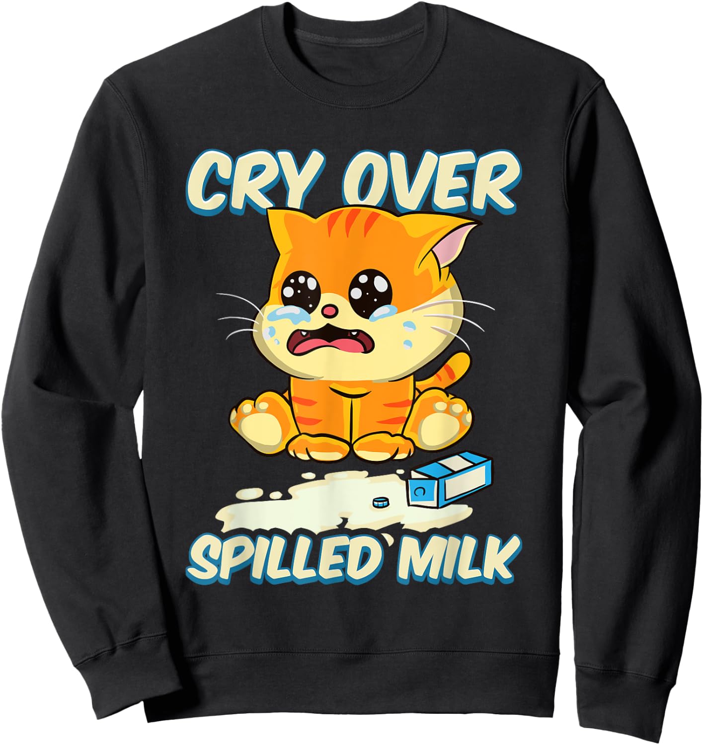Cry Over Spilled Milk Kitten Sweatshirt - Sweatshirt | Black
