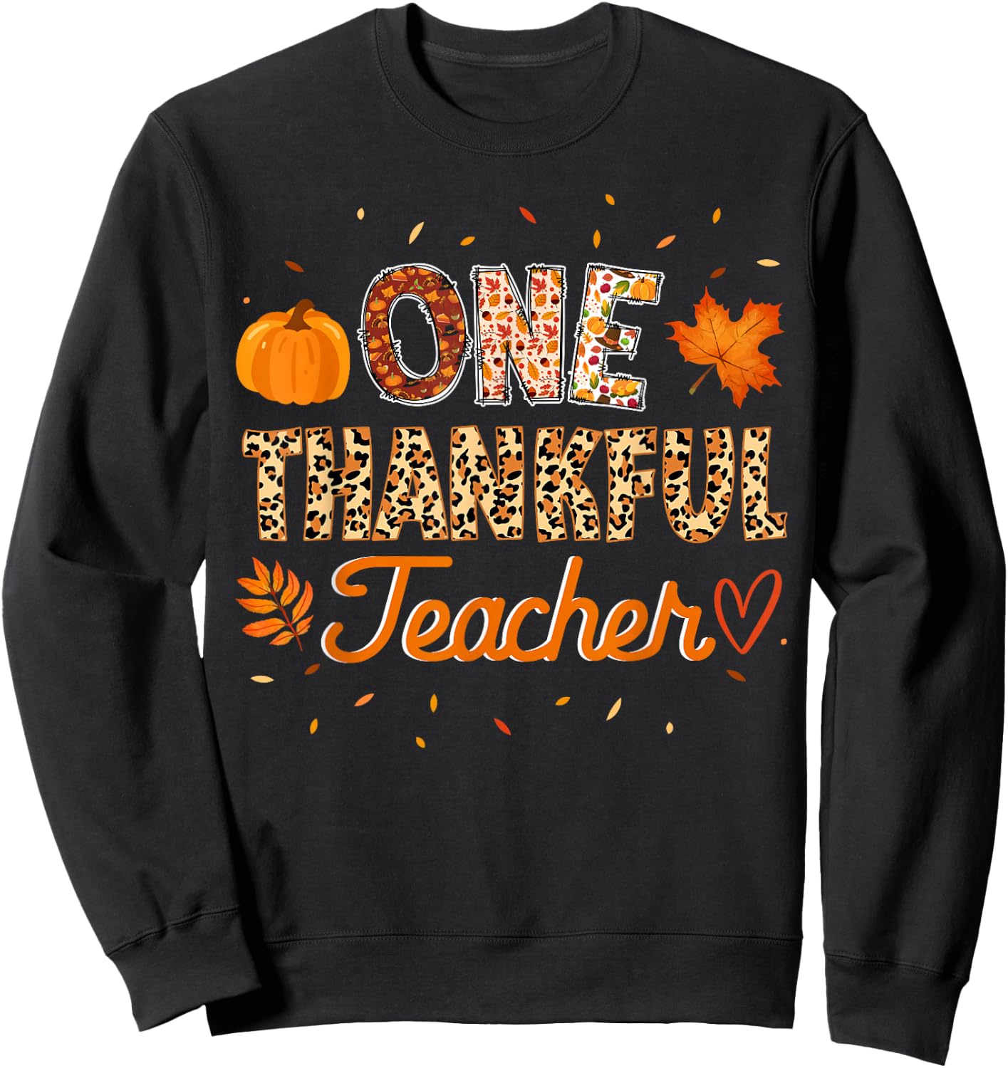 Rainbow Leopard Fall Thanksgiving Teacher Outfit Women Men Sweatshirt - Sweatshirt | Black