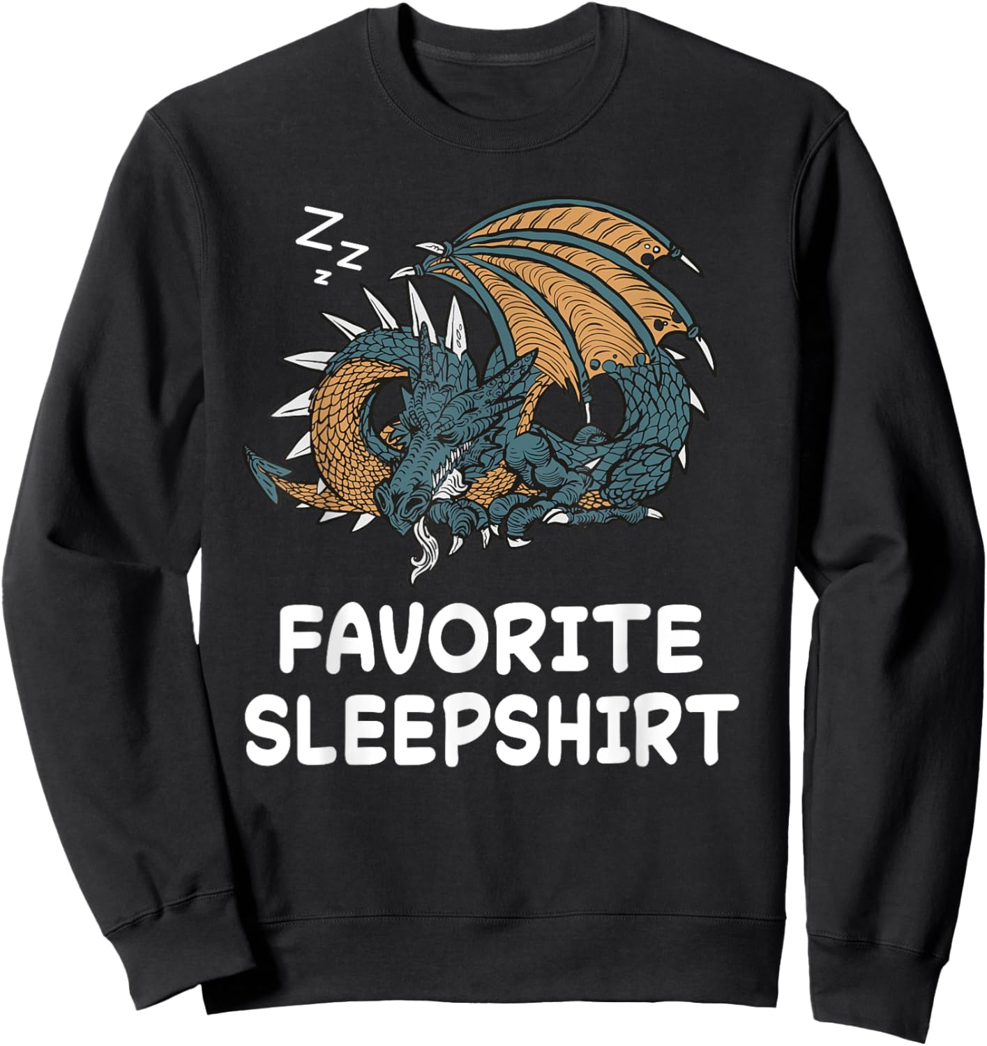 Dragon Dragons Nap Sleeping Sleep Pajama Nightgown Sweatshirt - Sweatshirt | Black