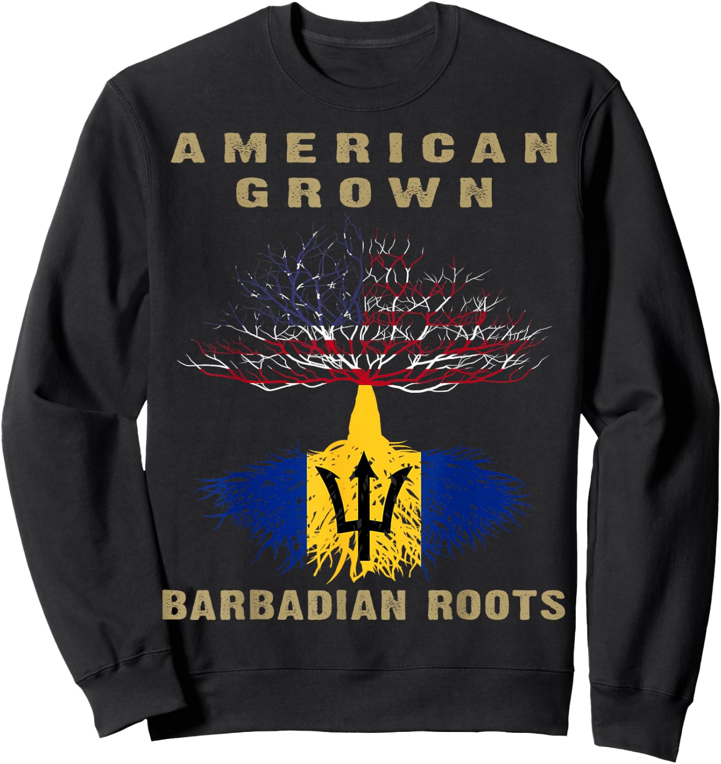 Barbados Bajan Barbadian Heritage Proud Half Barbadian Flag Sweatshirt - Sweatshirt | Black