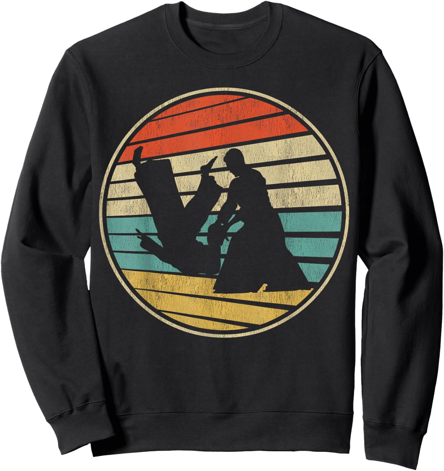 Cute Aikido Gift Retro Vintage 70s 80s Japanese Martial Art Sweatshirt - Sweatshirt | Black
