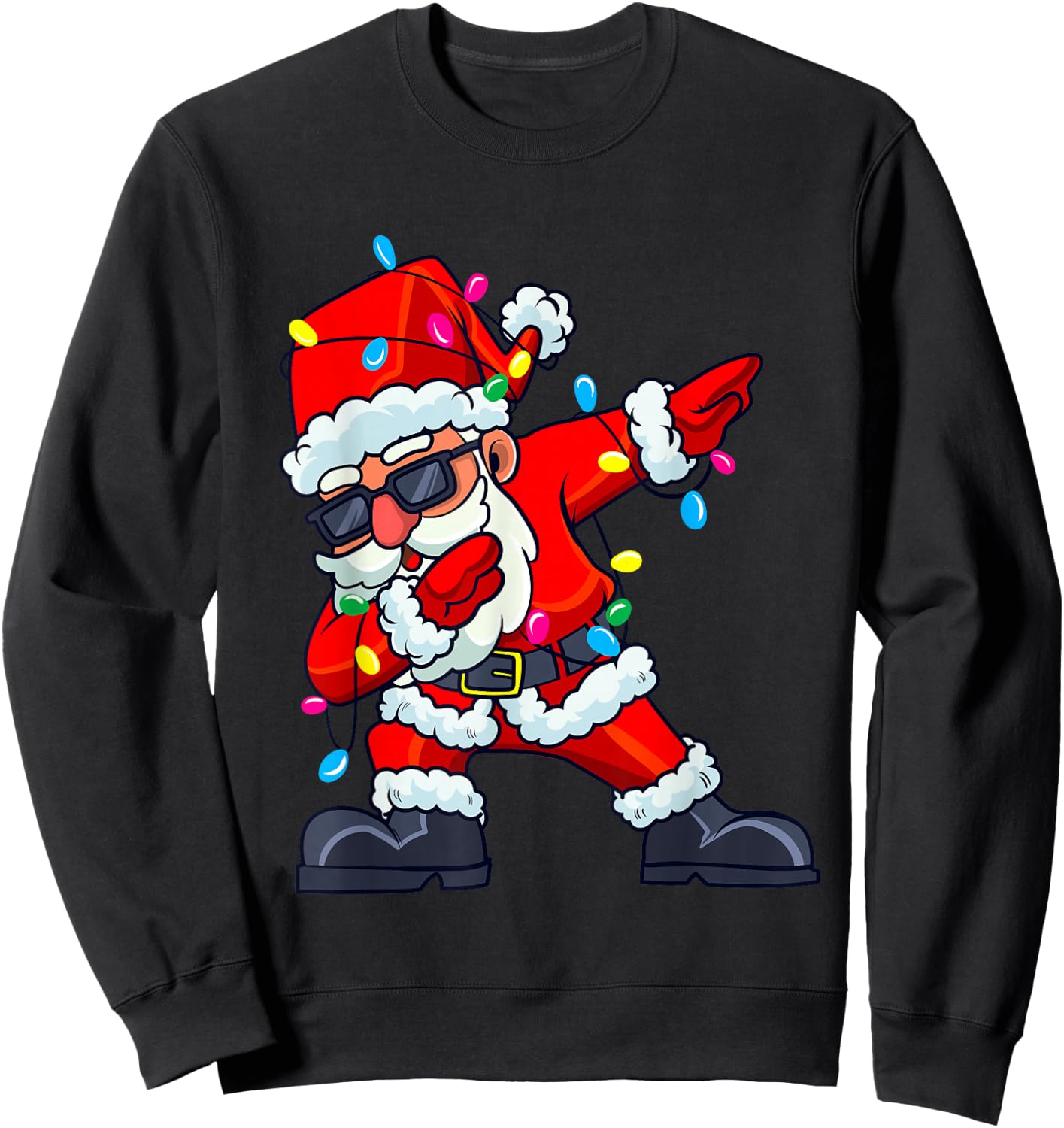 Dabbing Santa Claus Christmas Tree Lights Boys Kids Dab Xmas Sweatshirt - Sweatshirt | Black
