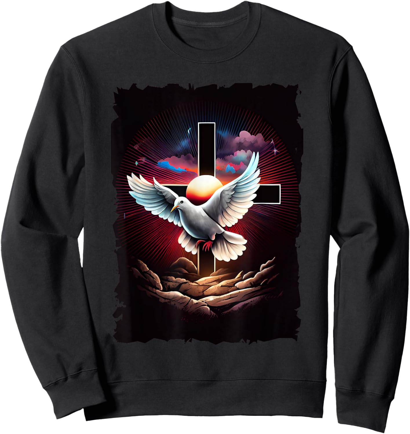 Christian Dove Cross retro 70s vintage Sweatshirt - Sweatshirt | Black
